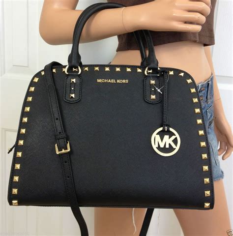 black shiny michael kors purse|Michael Kors black purses.